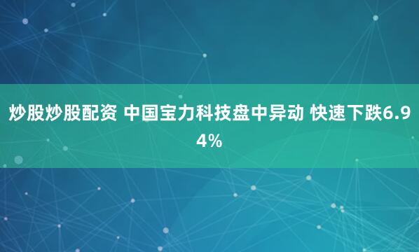 炒股炒股配资 中国宝力科技盘中异动 快速下跌6.94%