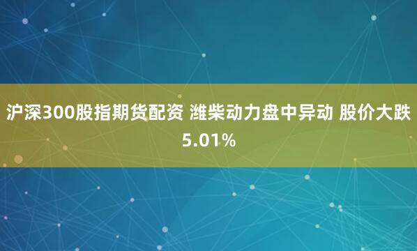 沪深300股指期货配资 潍柴动力盘中异动 股价大跌5.01%