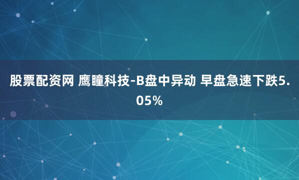 股票配资网 鹰瞳科技-B盘中异动 早盘急速下跌5.05%